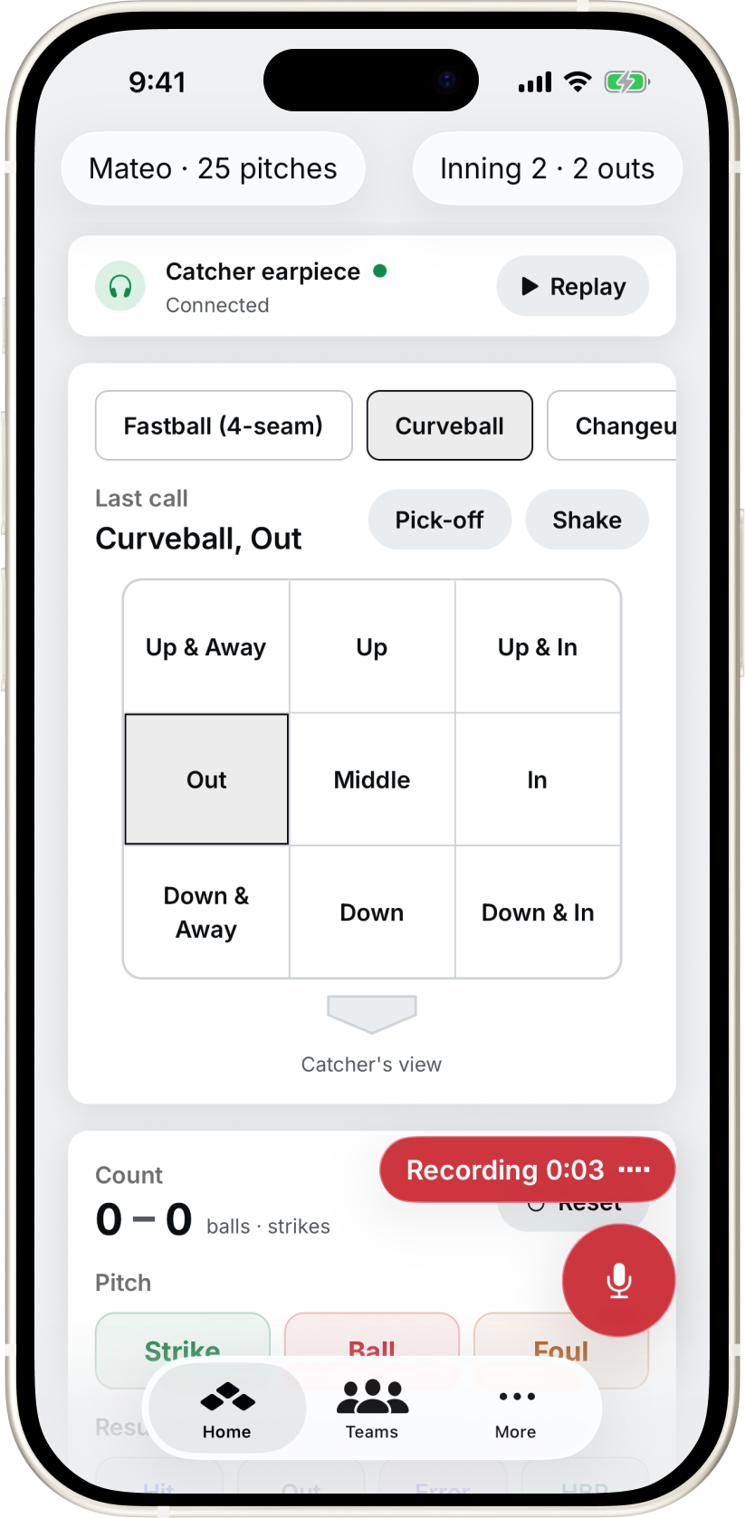 NextStrike voice message screen with a hold-to-talk button